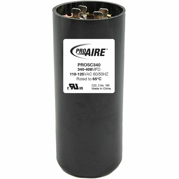 Perfect Aire Start Capacitor, Rnd, 340-408MFD/110-125V PROSC340